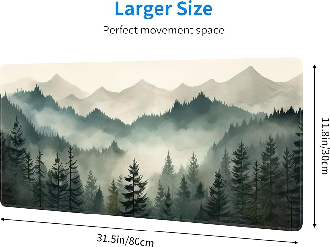 Misty Forest Large Mouse Pad, Gaming Keyboard Desk Pad, Extended Mouse Mat - Image 3