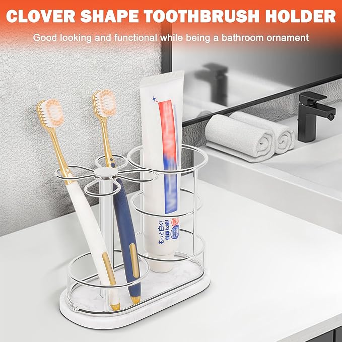 HarJue Toothbrush Holder Stand for Bathroom, Metal Toothbrush Organizer - Image 3