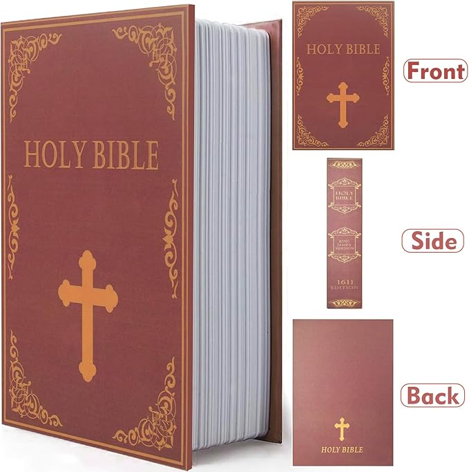 Book Safe Box with Combination Lock, Diversion Safe Vintage Faux Book Hidden - Image 7