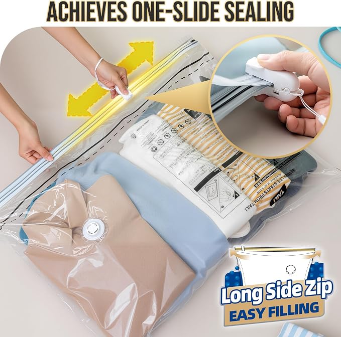 TAILI 4 Pack Vacuum Storage Bags, LONG SIDE ZIP Vacuum Seal Bags - Image 5