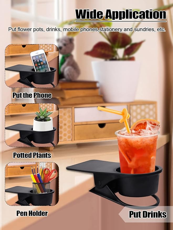 2PCS Drinking Cup Holder Clip, Kalolary Desk Bottle Cup Stand DIY Glass Clamp - Image 6