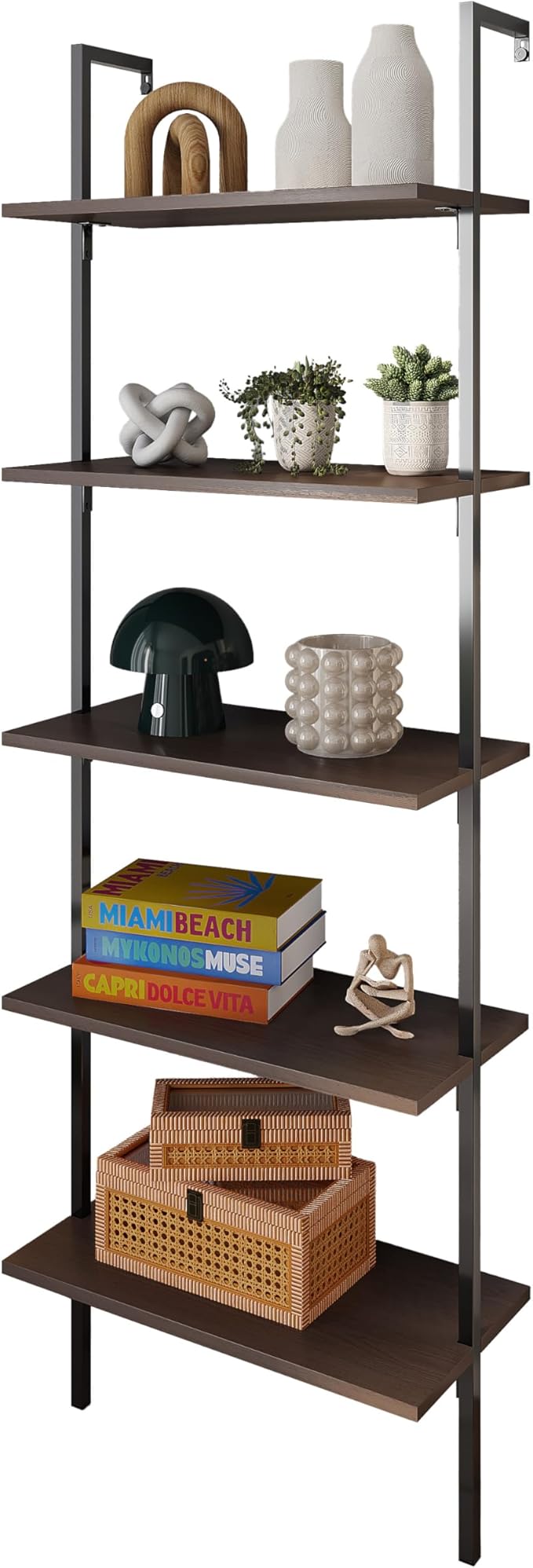 happimess MSH1001C Madera 72.05" Classic Industrial 5-Shelf Wood Wall-Mounted by Happimess