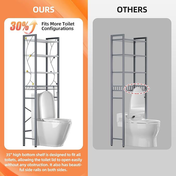 Over-The-Toilet Storage Rack, 4-Tier Bathroom Organizer Shelf Over Toilet - Image 7