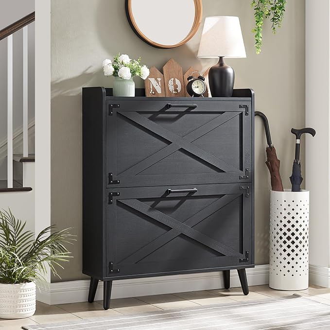 Shoe Storage Cabinet, Farmhouse Shoe Organizer by Barnyatoh