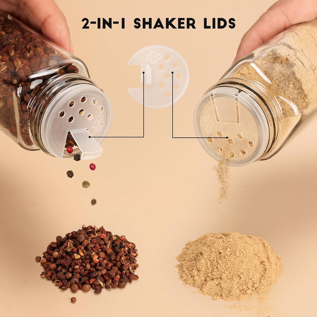 24Pcs Spice Jars with Label, 4oz Empty Square Seasoning Containers