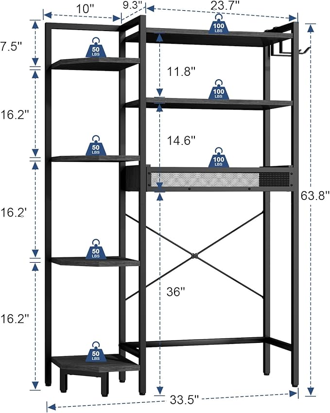 K1 Heavy Duty 7-Tier Over The Toilet Storage（with Basket and Paper Hook） - Image 3