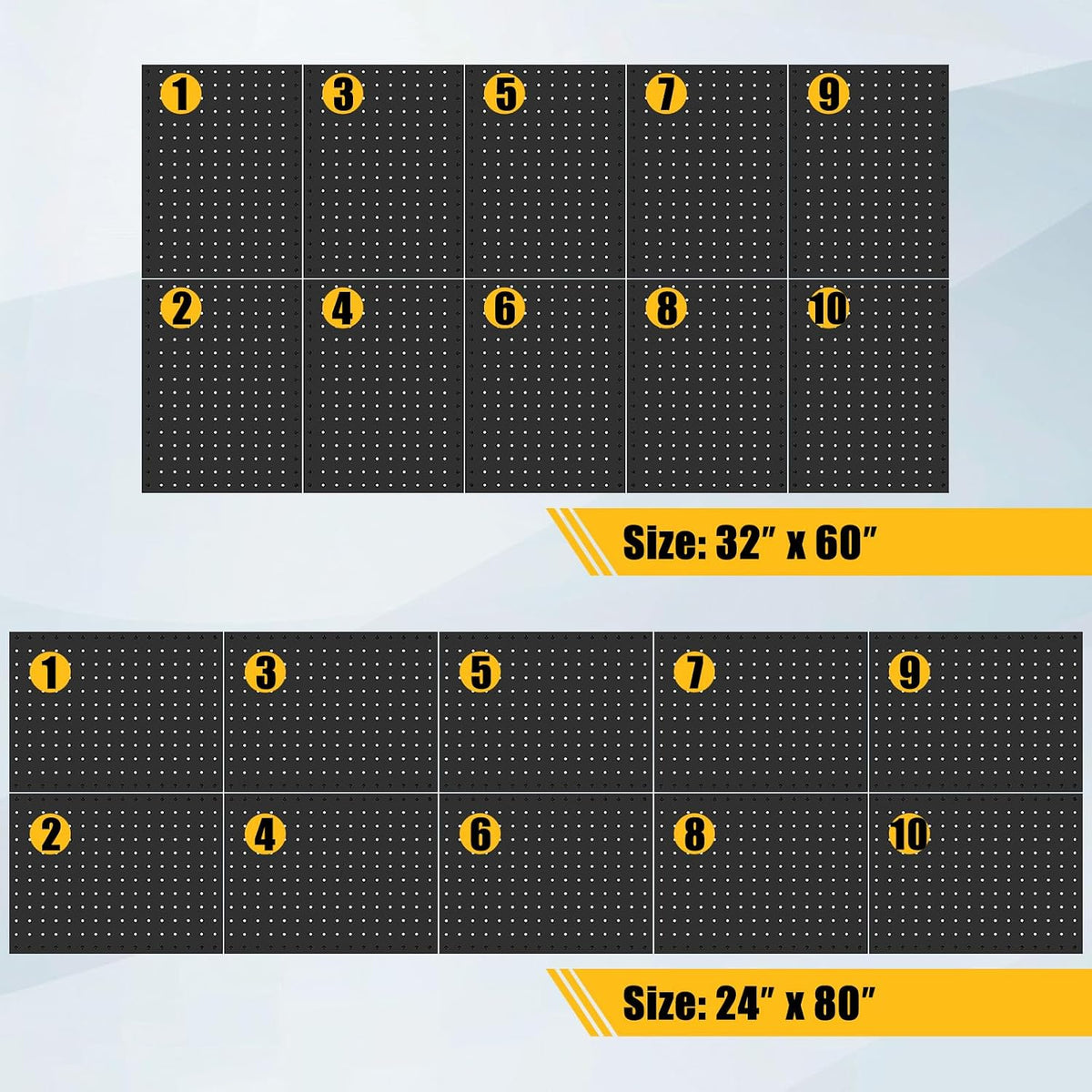 10 Pcs Metal Pegboard Panels, 16"x12" Heavy Duty Peg Boards for Garage