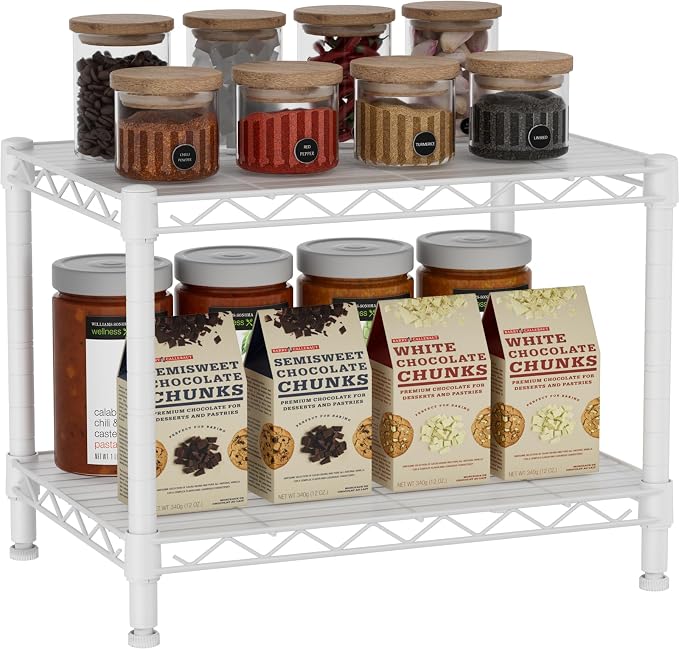 Small 2 Tier Shelves Storage Wire Shelving Unit Metal Shelf Adjustable by Golpart