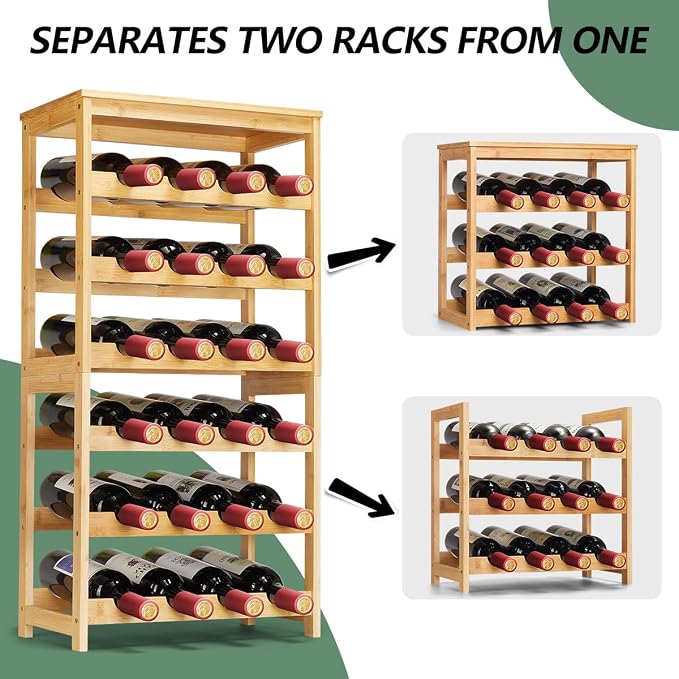 Wine Rack 24-Botttle Freestanding Floor, 6-Tier Wine Rack Shelf - Image 2