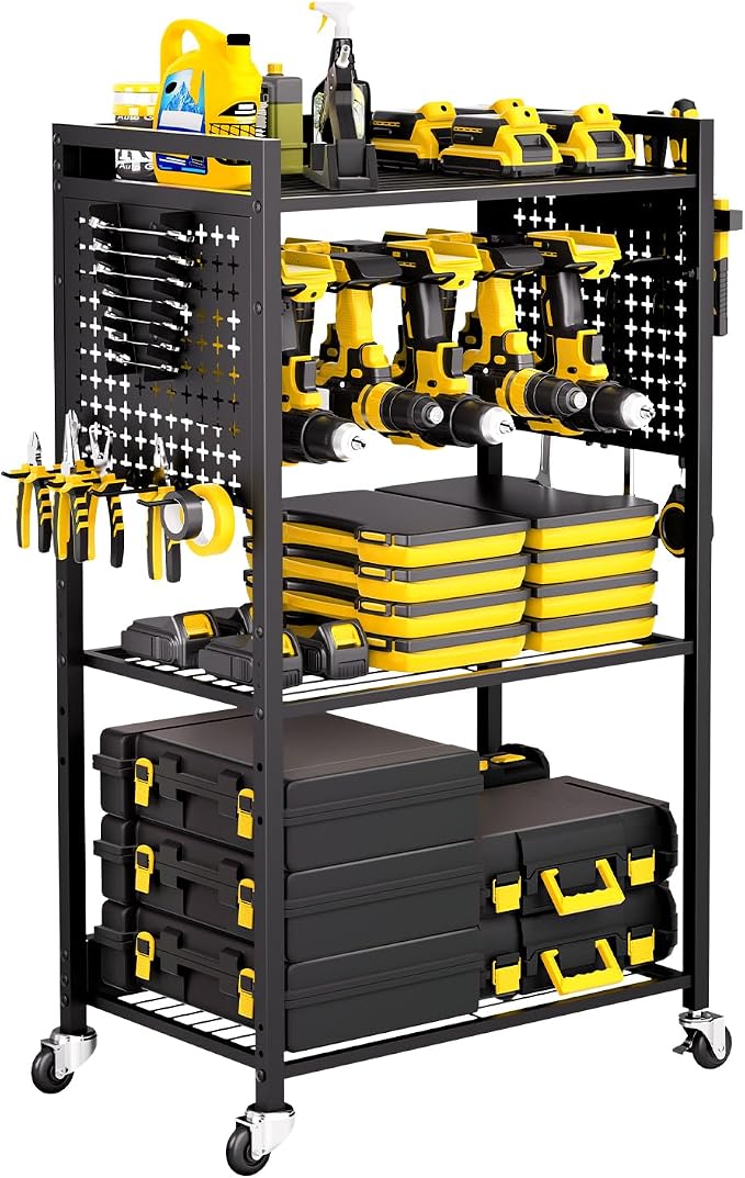 VEVOR 4-Tier Tool Organizer Cart, 150 lbs Load Capacity, Floor Stand Rolling by VEVOR