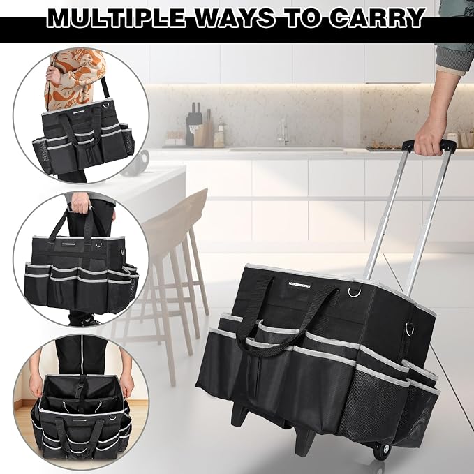 Large Rolling Cleaning Caddy Bag, Cleaning Caddy - Image 5