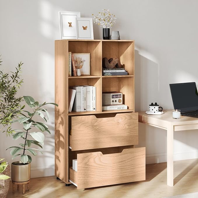 GOFLAME 4-Tier Bookcase with 2 Drawers, 51” Tall Bookshelf with 4-Cube Open - Image 7
