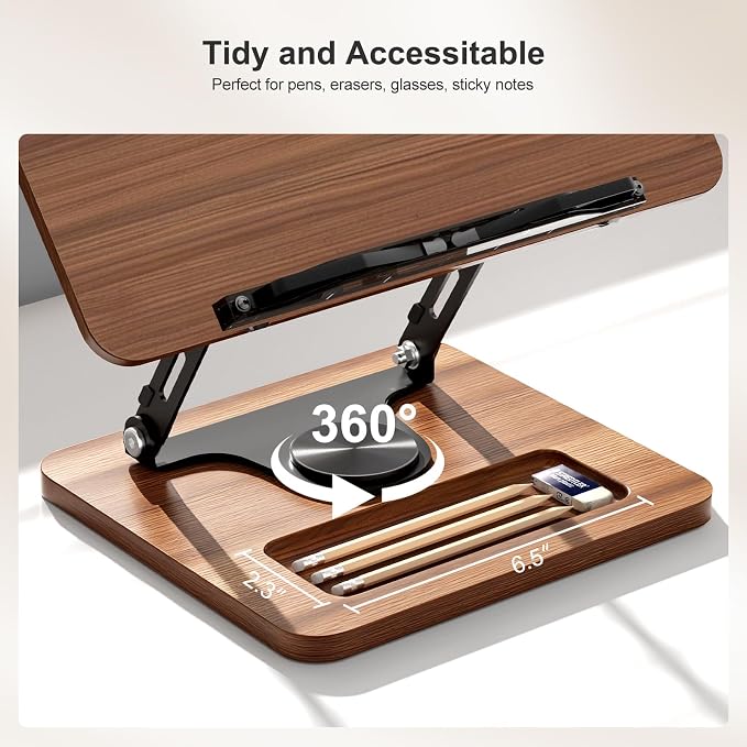 Book Stand for Reading, 360° Rotating Hands Free Book Holder, Adjustable Height - Image 4