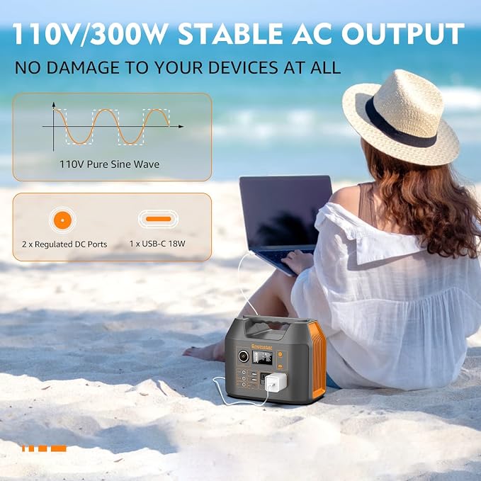 Enginstar Solar Generator, 296Wh Portable Power Station, 110V Pure Sine Wave - Image 3