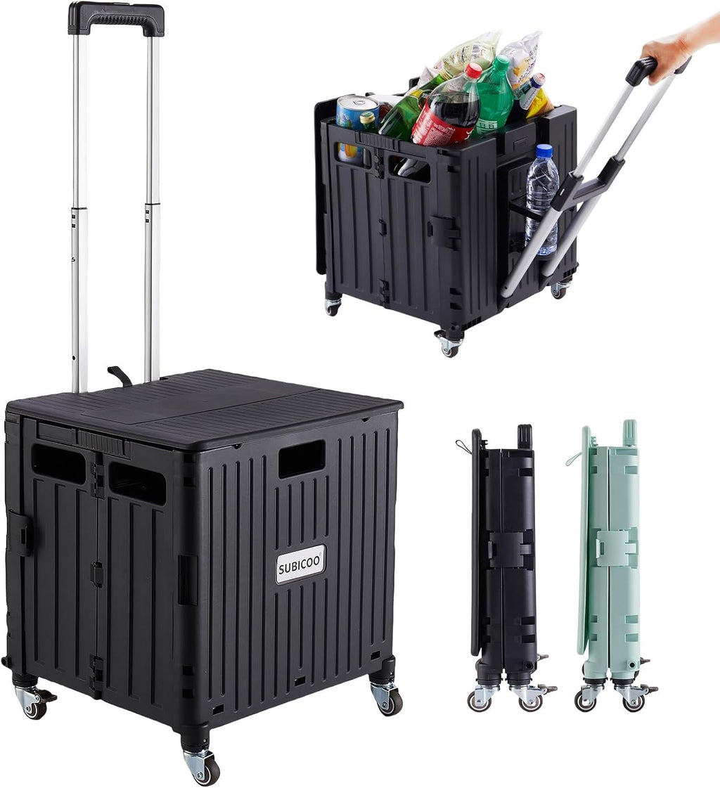 SUBICOO Folding Utility Cart Portable Rolling Crate Handcart Shopping