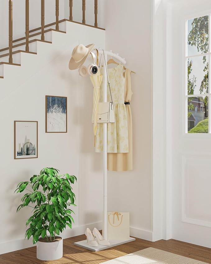 Arcuate Garment Rack, T-shaped Coat Tree Freestanding, Metal Coat Racks - Image 2