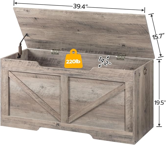 HOOBRO Storage Bench, 39.4” Retro Wooden Storage Chest - Image 6