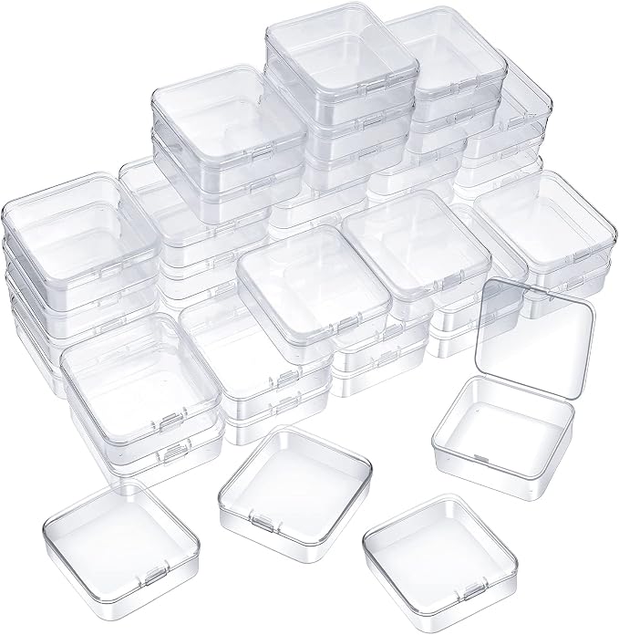 SATINIOR 48 Packs Clear Small Plastic Containers Transparent Storage Box by SATINIOR