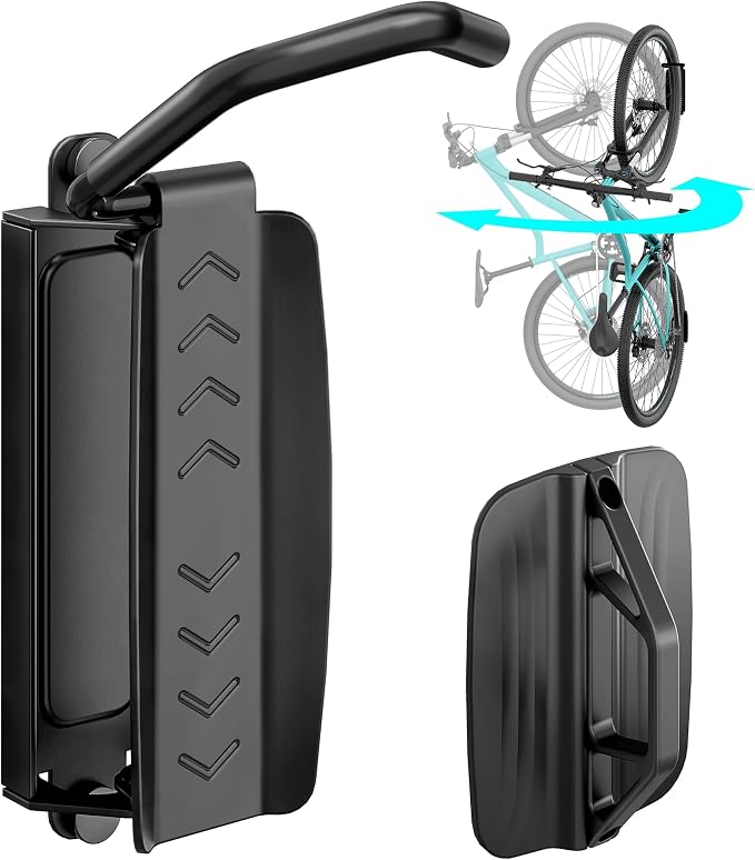 Bike Rack Garage, Heavy Duty Swivel Bike Wall Mount, Holds 77 Lbs, Bike Hangers by Pegzone