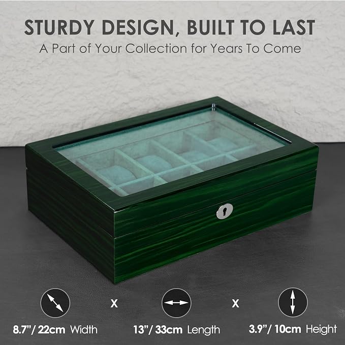 Watch Box for Men 10 Watches Storage Organizer Case, Smart Watch Display - Image 8