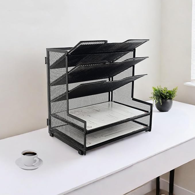 5-Tier Metal Desk Organizer, Office Desk Paper Organizer - Image 2