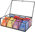 Glass Tea Bag Organizer with 8 Compartments, Handmade Large Tea Bag Storage Box by REDHUGO