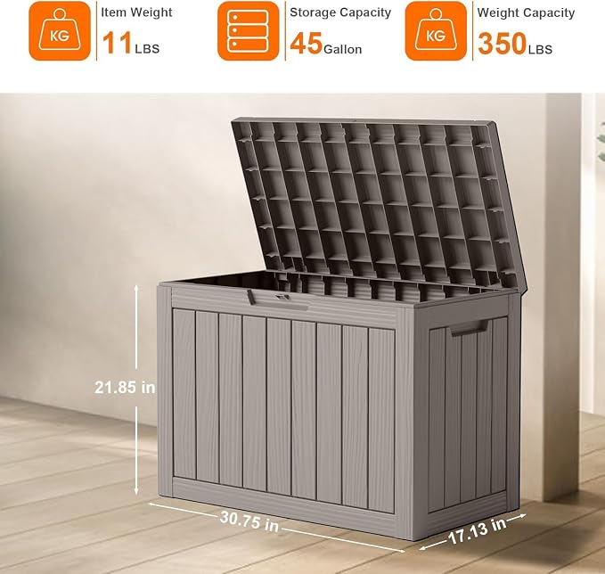 45 Gallon Deck Box, Resin Outdoor Storage Box - Image 2
