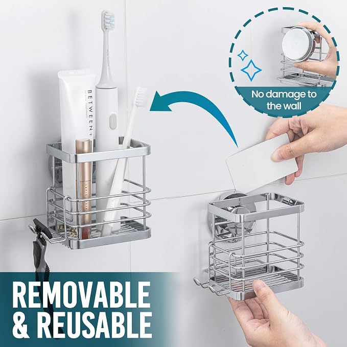 TAILI Patented Suction Cup Toothbrush Holder, Stainless Steel Anti-Puddling - Image 7