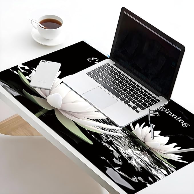 LB Black and White Floral Mouse Pad Plant Flower - Image 3