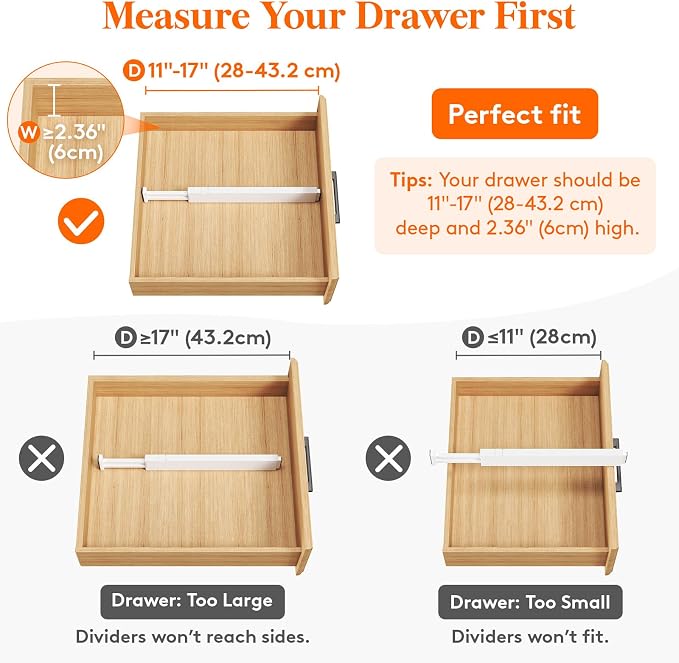 Lifewit 5 Pack Clothes Drawer Dividers 2.36" High, Plastic Expandable - Image 3