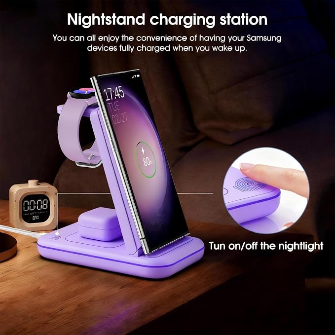 Wireless Charging Station for Samsung/Android, Fast Wireless Watch Charger - Image 4