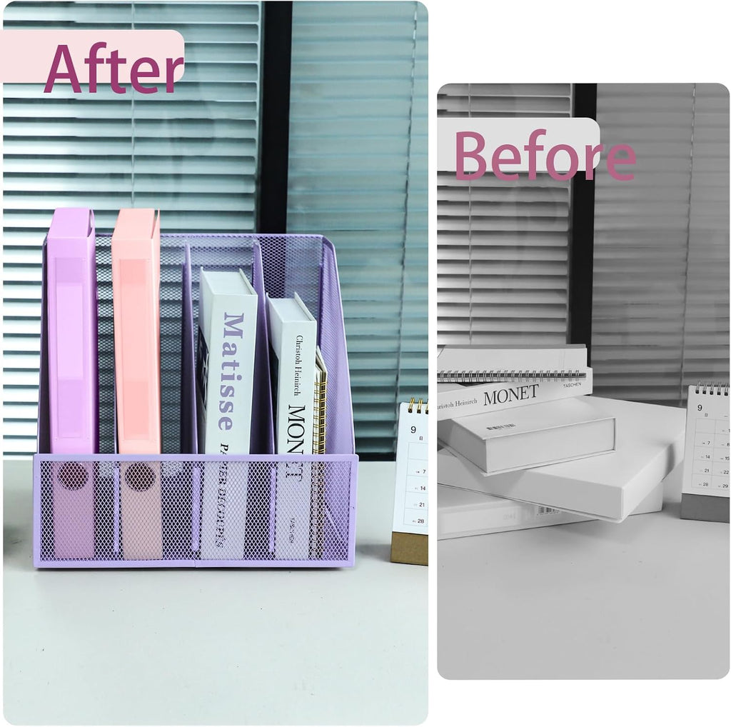 Desk Organizers, Metal Magazine File Holder with 4 Vertical