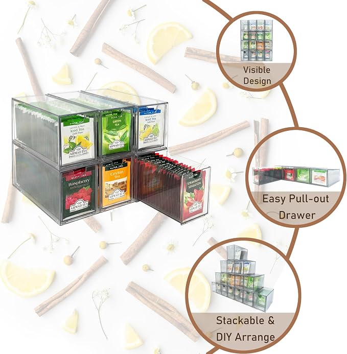 6-Pack Tea Bag Drawers Organizer - Image 4