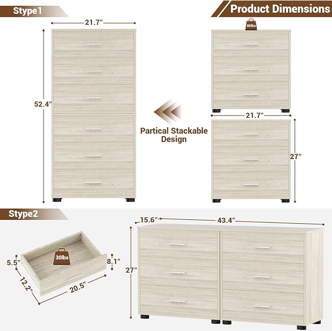 Aheaplus Closet Drawers Set of 2, Wood Closet Organizers and Storage - Image 3