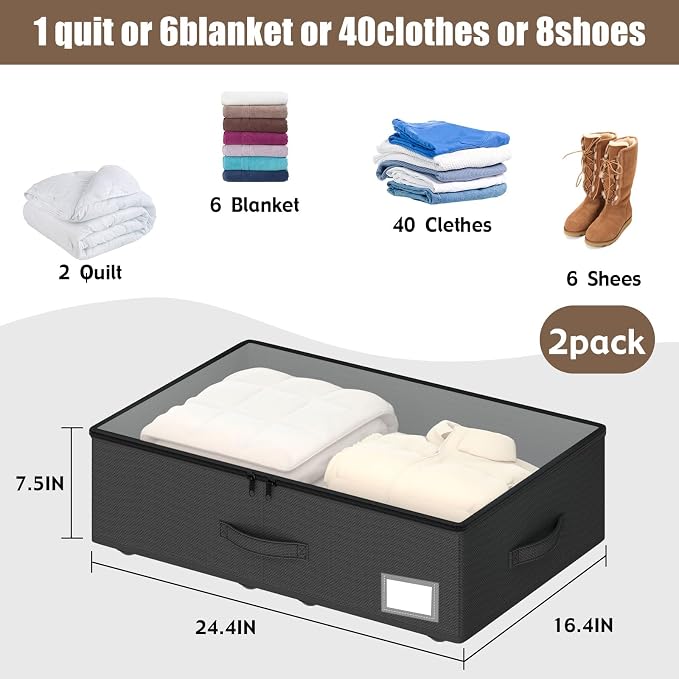 Underbed Storage Bins with Wheels, No Assembly Required - Image 3