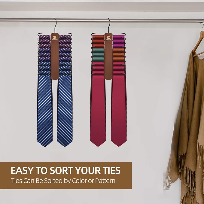 ZEDODIER Wooden Tie Rack, Tie Hanger - Image 6