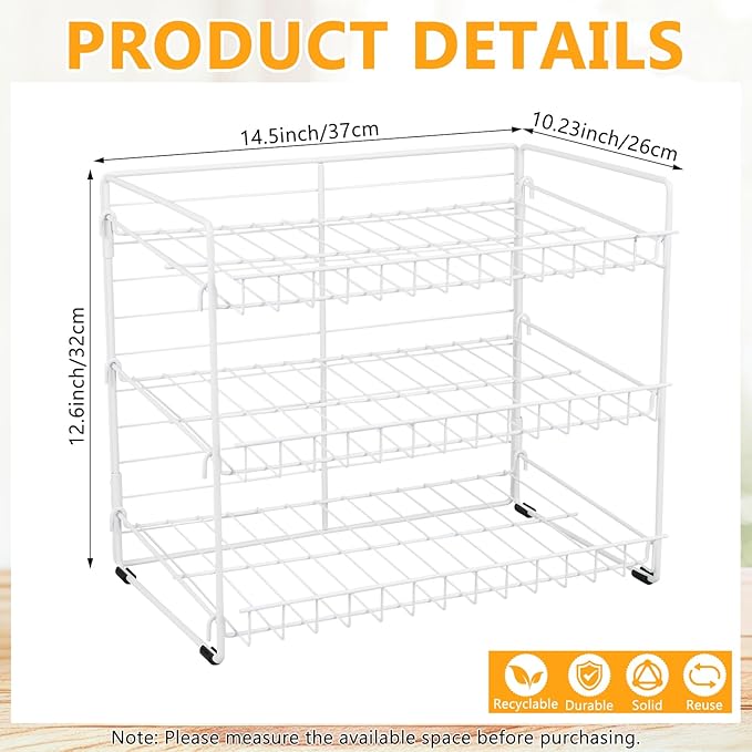 Cat Food Organizer, 3-Tier Stackable Iron Shelf - Image 2