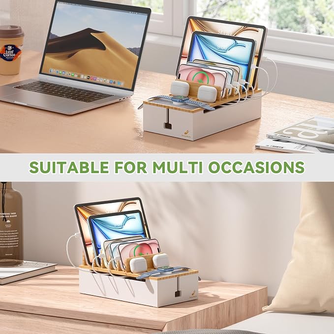 Pezin & Hulin Bamboo Cable Management Box, Wire Organizers - Image 8