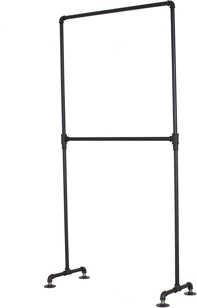 Industrial Pipe Double Rail Clothing Rack by William Robert's Vintage - Image 4