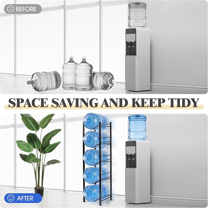 Klvied 5-Tier Heavy Duty Water Jug Organizer, 5 Gallon Cooler Jug Rack - Image 4