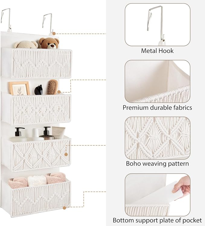 Dahey Over The Door Organizer Macrame Boho Nursery Storage Decor - Image 5
