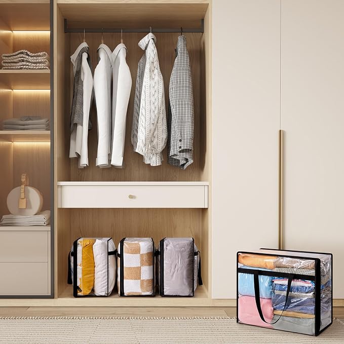 Lifewit 4 Pack Clear Clothes Storage Bags, 40L Plastic Blanket Storage Bag - Image 9
