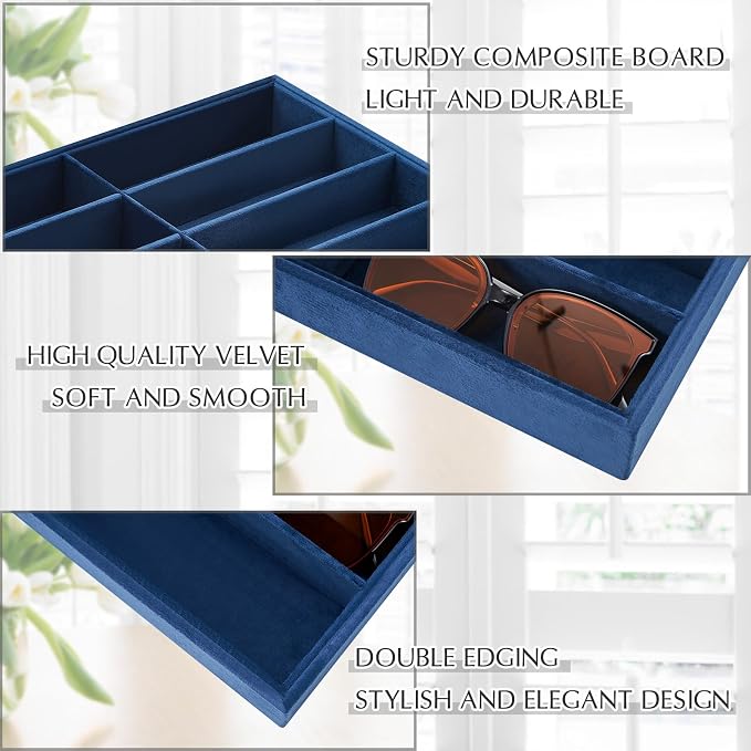 Amylove 2 Pcs Sunglass Organizer Trays Glasses Stackable Jewelry Trays Sunglass - Image 3