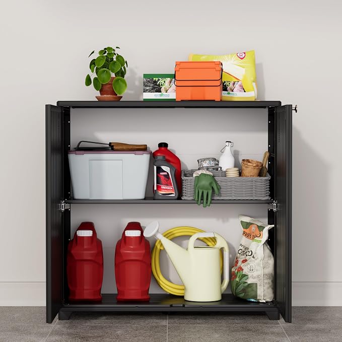 ADDOK Indoor Outdoor Plastic Storage Cabinet 34"x15"x34" - Image 5