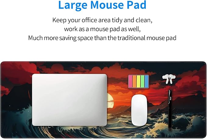 Japanese Sea Wave Large Mouse Pad, Gaming Keyboard Desk Pad, Extended Mouse Mat - Image 8