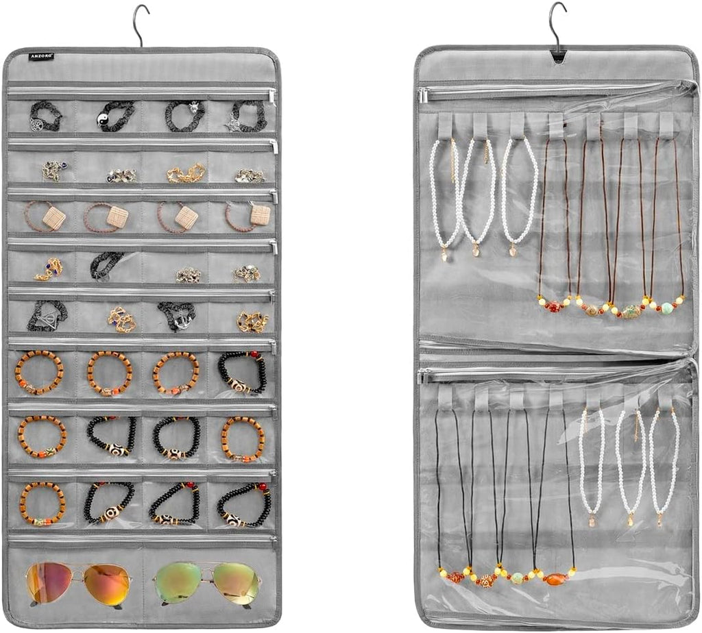 Dual-sided Hanging Jewelry Organizer Necklace Holder Jewelries Storage