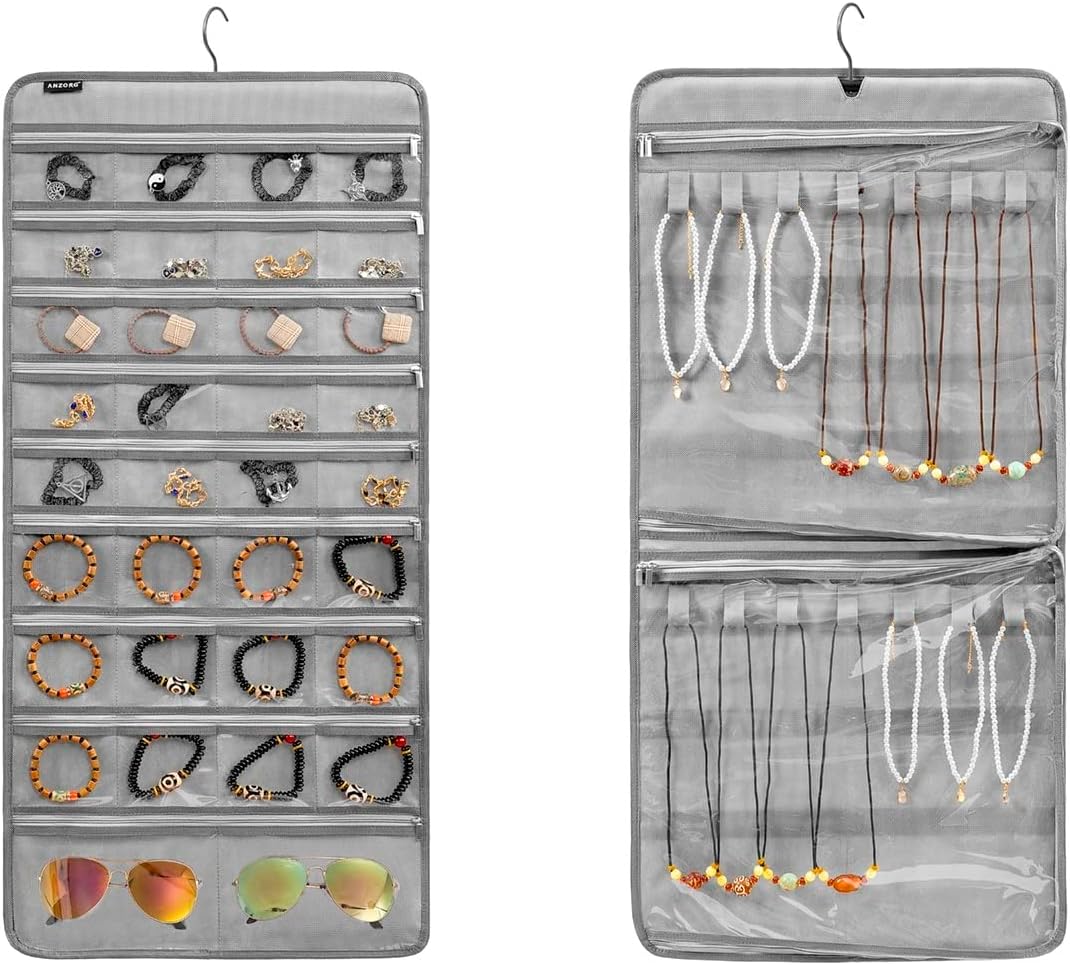 Dual-sided Hanging Jewelry Organizer Necklace Holder Jewelries Storage