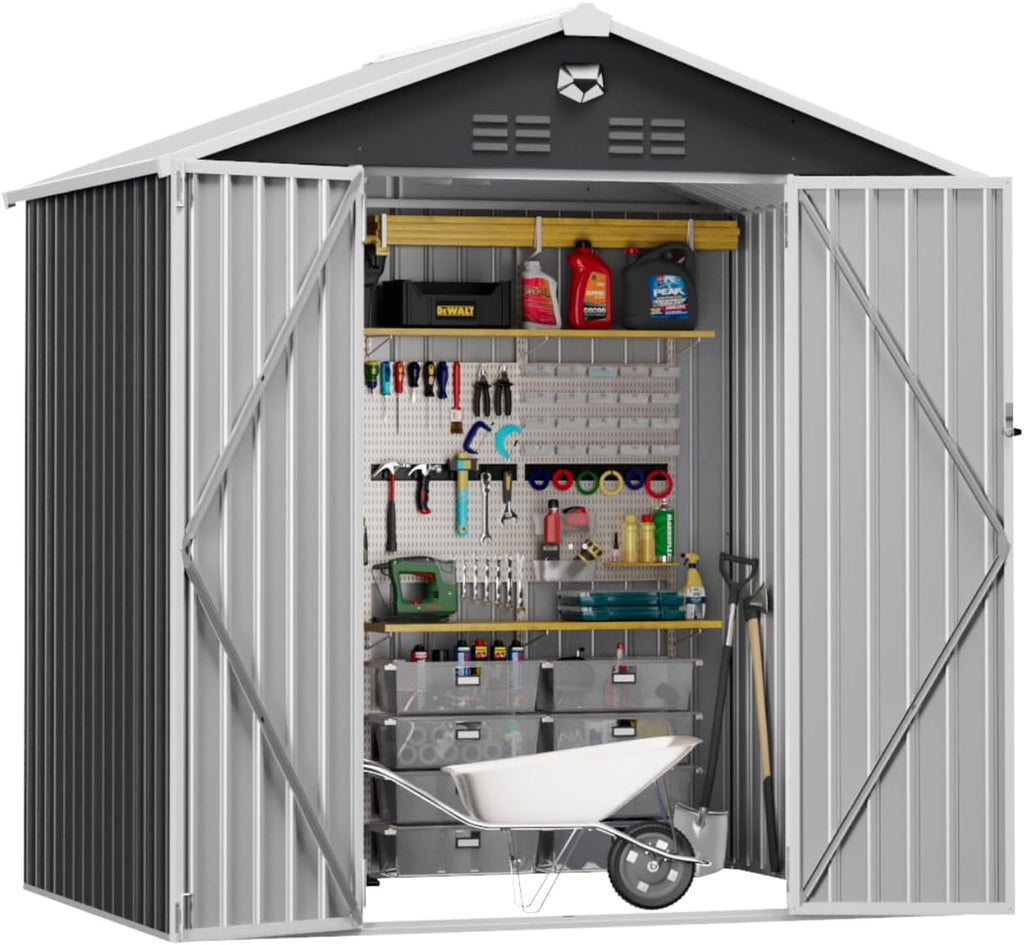 8X6 FT Outdoor Storage Shed, Metal Garden Shed, Storage Tool Sheds
