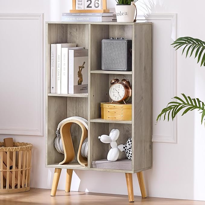 5 Cube Small Bookshelf, 3 Tier Mid-Century Modern Bookcase by LEYAOYAO-Findtheshiningpointofyourideallife%EF%BC%81