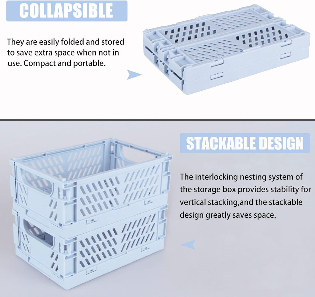 Tixill 2-Pack Mini Foldable Plastic Baskets for Organizing and